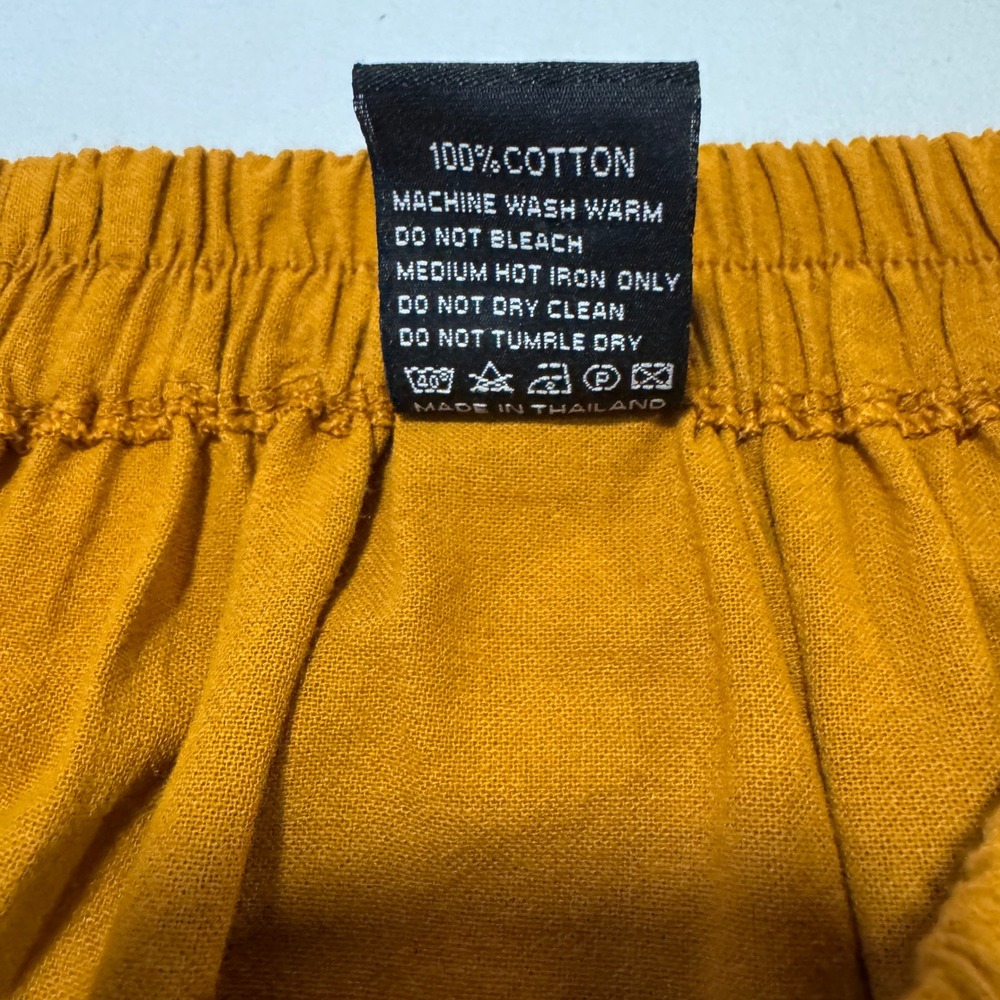 Thaluta One Size Mustard Boho Maxi Skirt 100% Cotton Ruched Pocket - Picture 5 of 8